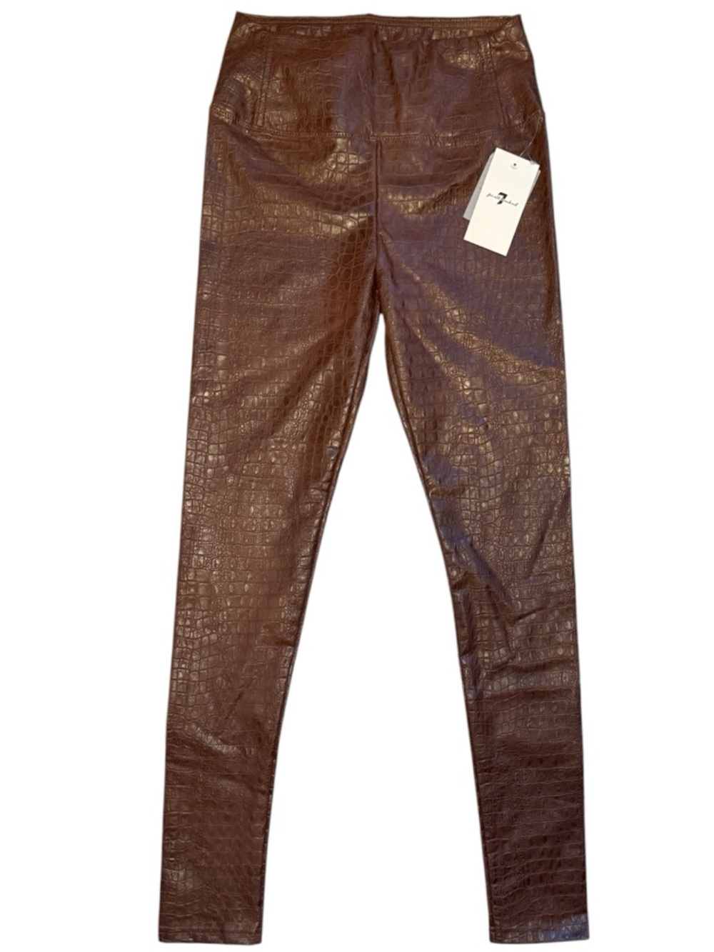 7 For All Mankind Faux Croc High Rise Leggings / Skinny Pants - Brown XS